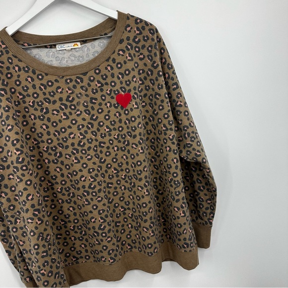 C&C California Leopard Print Sweatshirt Size 2XL Plus Size - Picture 2 of 10